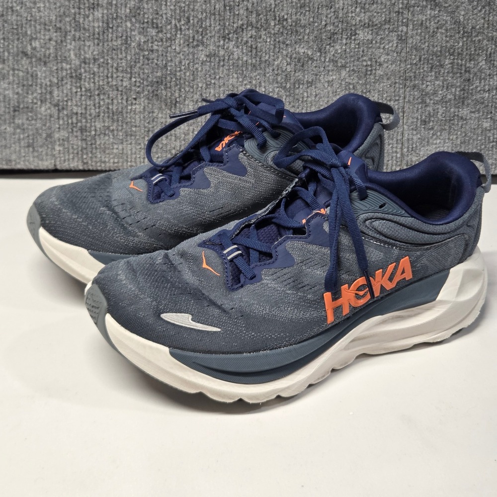 Hoka Gaviota 6 Men's 8 2E Wide Gray Navy Running Shoes Stability Cushioned
